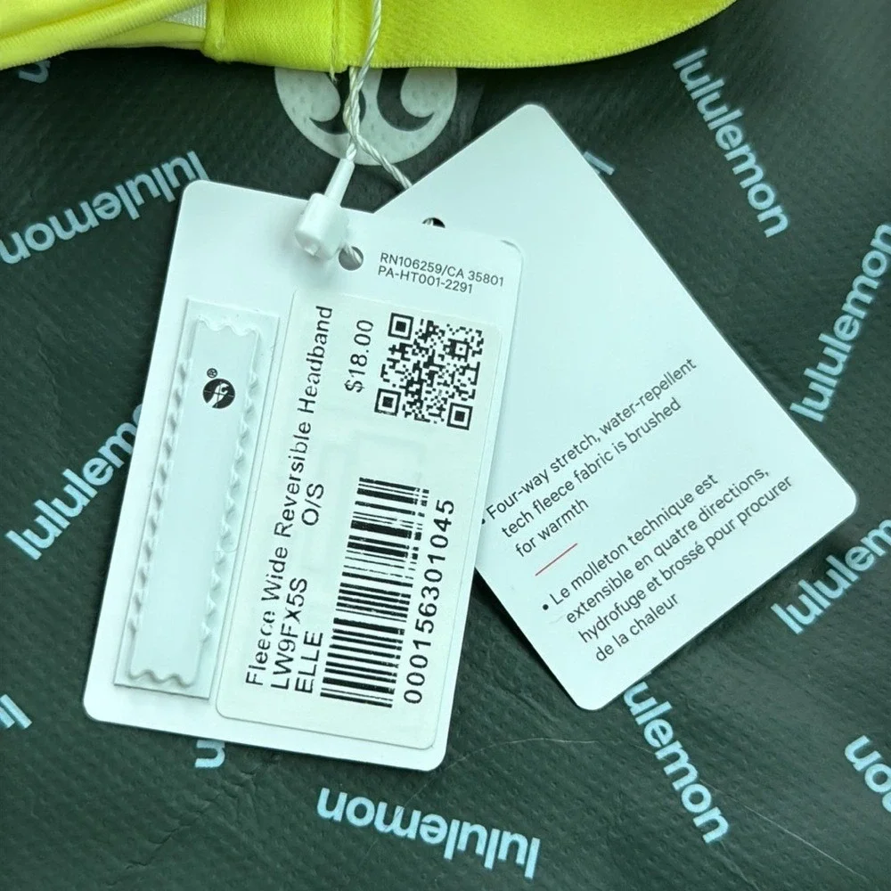 NWT Lululemon Reversible Fleece Wide Headband Electric Lemon yellow 🍋